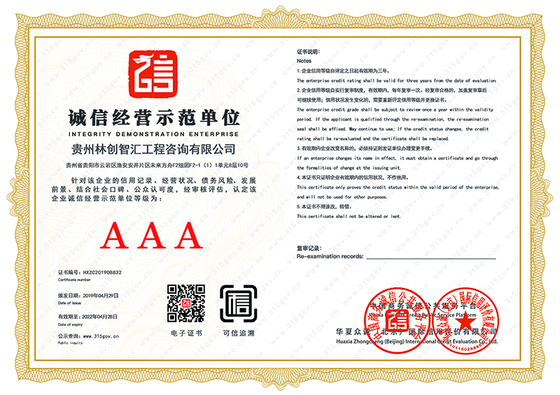 誠(chéng)信經(jīng)營(yíng)示范單位